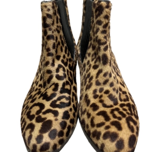 J Crew Leopard Calf Hair Ankle Booties With 2” Heel Sz 5 Worn Once - Picture 2 of 9